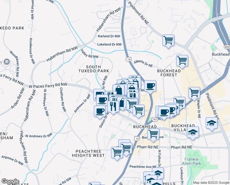 map of restaurants, bars, coffee shops, grocery stores, and more near 312 Stonemont Drive Northwest in Atlanta