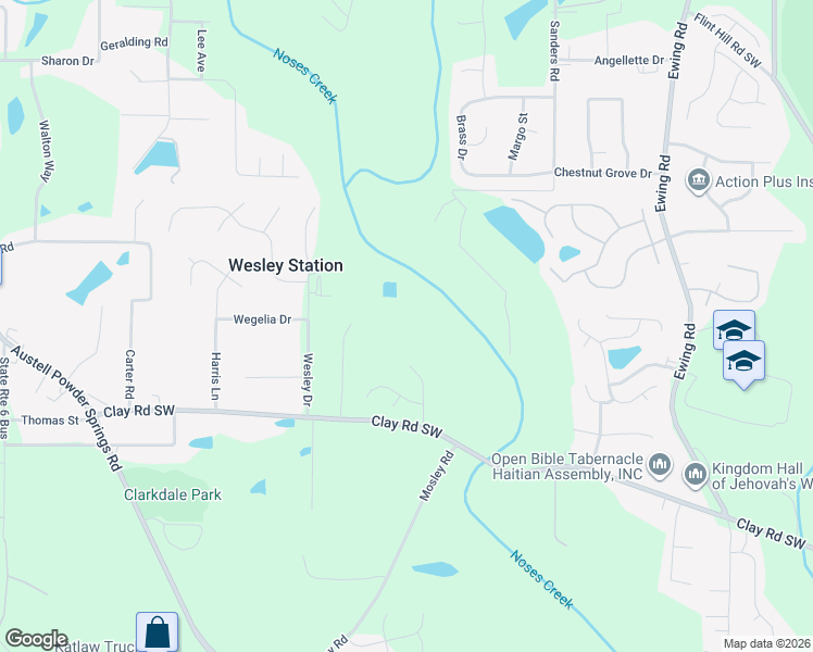 map of restaurants, bars, coffee shops, grocery stores, and more near 4659 Light Way in Austell