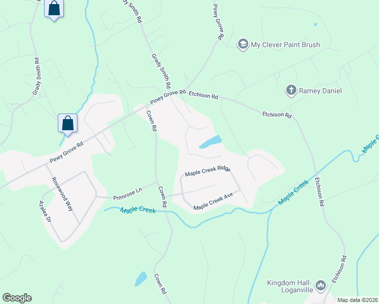 map of restaurants, bars, coffee shops, grocery stores, and more near 942 Park Place Drive in Loganville