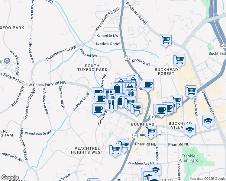 map of restaurants, bars, coffee shops, grocery stores, and more near 312 Stonemont Drive Northwest in Atlanta