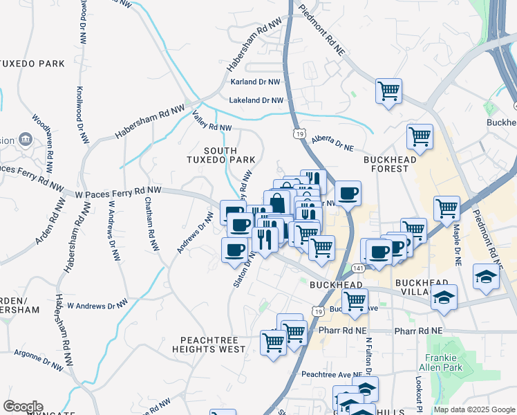 map of restaurants, bars, coffee shops, grocery stores, and more near 229 Dovecrest Drive in Atlanta