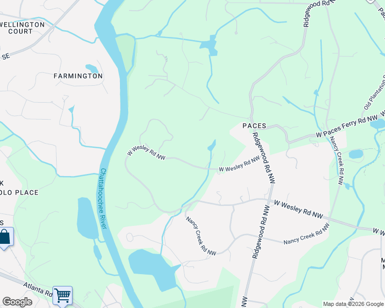 map of restaurants, bars, coffee shops, grocery stores, and more near 2512 West Wesley Road Northwest in Atlanta