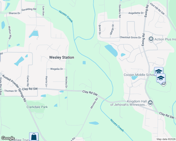 map of restaurants, bars, coffee shops, grocery stores, and more near 4659 Light Way in Austell