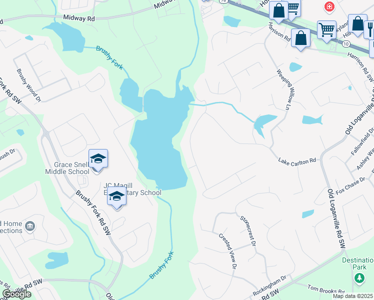 map of restaurants, bars, coffee shops, grocery stores, and more near 4036 Lake Carlton Road in Loganville