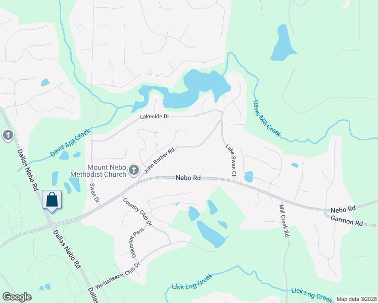 map of restaurants, bars, coffee shops, grocery stores, and more near 4007 Nebo Road in Hiram