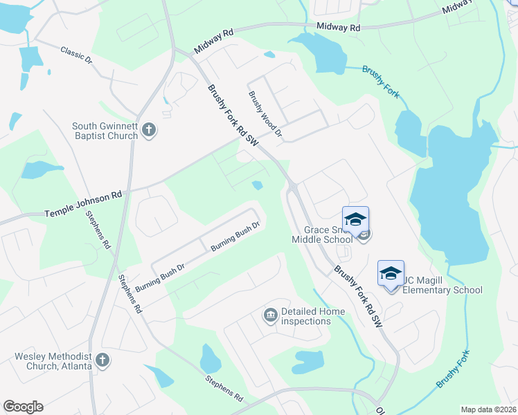 map of restaurants, bars, coffee shops, grocery stores, and more near 1090 Burning Bush Drive in Loganville