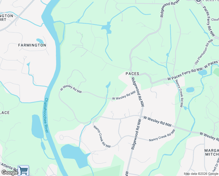 map of restaurants, bars, coffee shops, grocery stores, and more near 2518 West Wesley Road Northwest in Atlanta