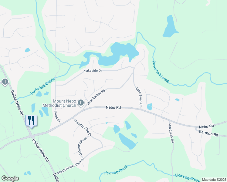 map of restaurants, bars, coffee shops, grocery stores, and more near 4007 Nebo Road in Hiram