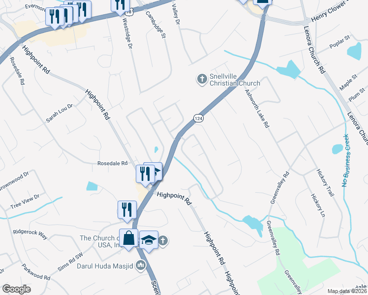 map of restaurants, bars, coffee shops, grocery stores, and more near 3062 Newtons Crest Circle in Snellville
