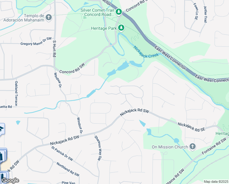 map of restaurants, bars, coffee shops, grocery stores, and more near 4504 Kinvarra Circle in Mableton