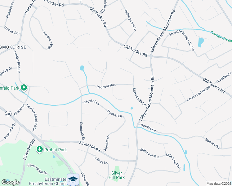 map of restaurants, bars, coffee shops, grocery stores, and more near 2041 Hessian Court in Stone Mountain