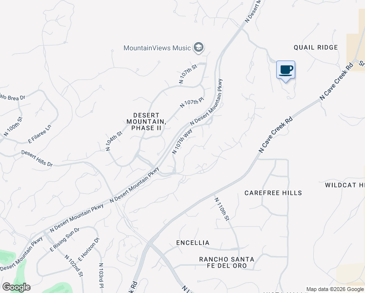map of restaurants, bars, coffee shops, grocery stores, and more near 39445 North 107th Way in Scottsdale