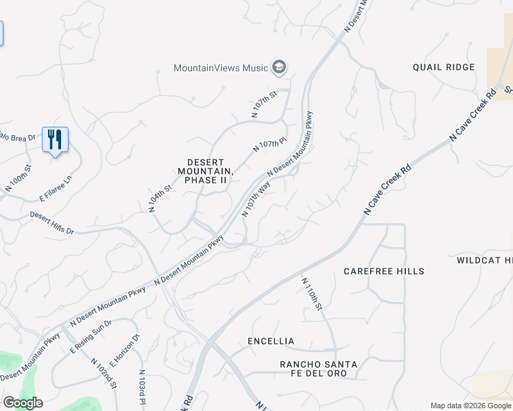 map of restaurants, bars, coffee shops, grocery stores, and more near 39493 North 107th Way in Scottsdale