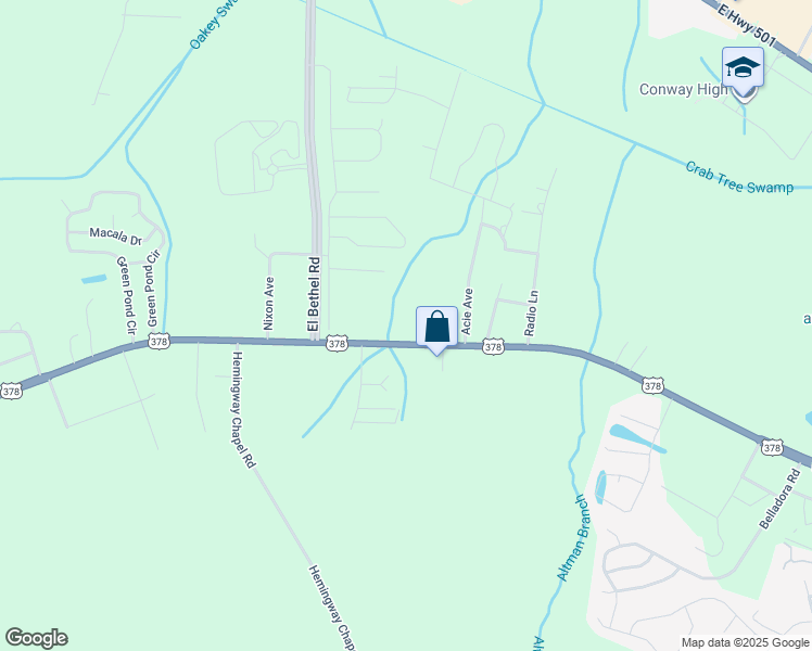 map of restaurants, bars, coffee shops, grocery stores, and more near 2320 U.S. 378 in Conway