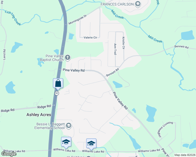 map of restaurants, bars, coffee shops, grocery stores, and more near 58 Knox Road in Powder Springs