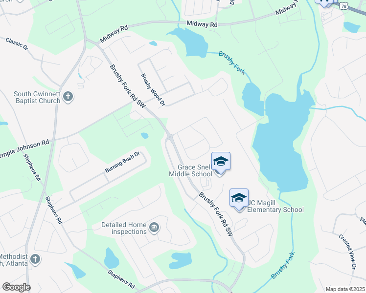 map of restaurants, bars, coffee shops, grocery stores, and more near Sweet Iris Circle in Gwinnett County