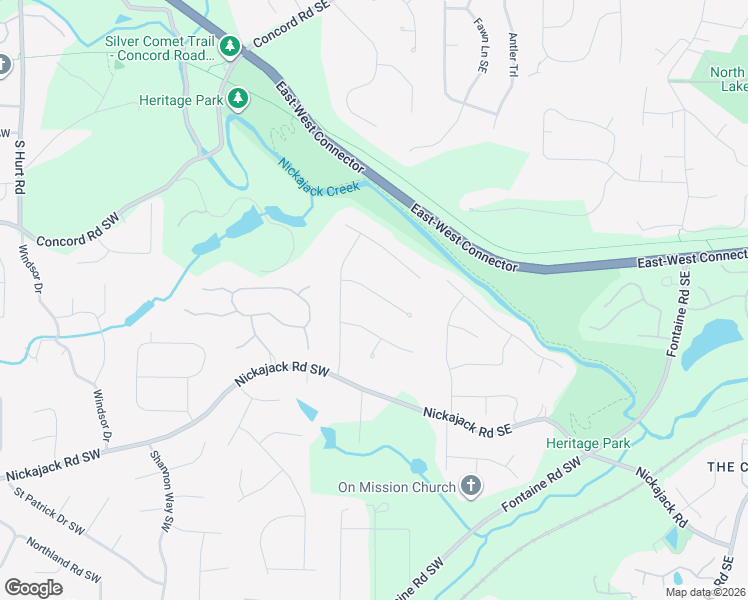 map of restaurants, bars, coffee shops, grocery stores, and more near 50 Queen Anne Drive Southeast in Mableton
