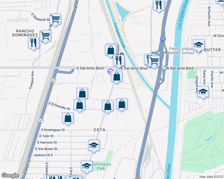 map of restaurants, bars, coffee shops, grocery stores, and more near 20821 S Santa Fe Ave in Carson