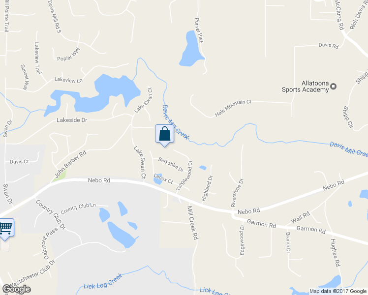 map of restaurants, bars, coffee shops, grocery stores, and more near 276 Tanglewood Drive in Hiram