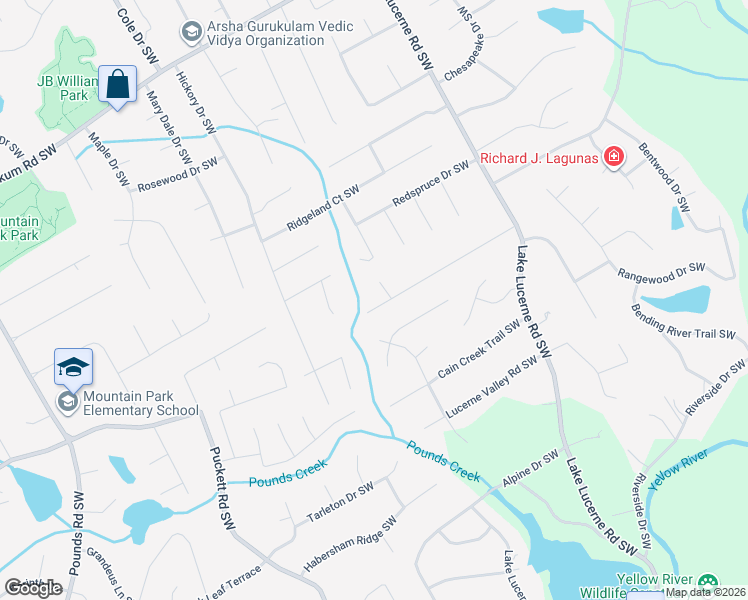 map of restaurants, bars, coffee shops, grocery stores, and more near 4705 Lincoln Way Southwest in Lilburn