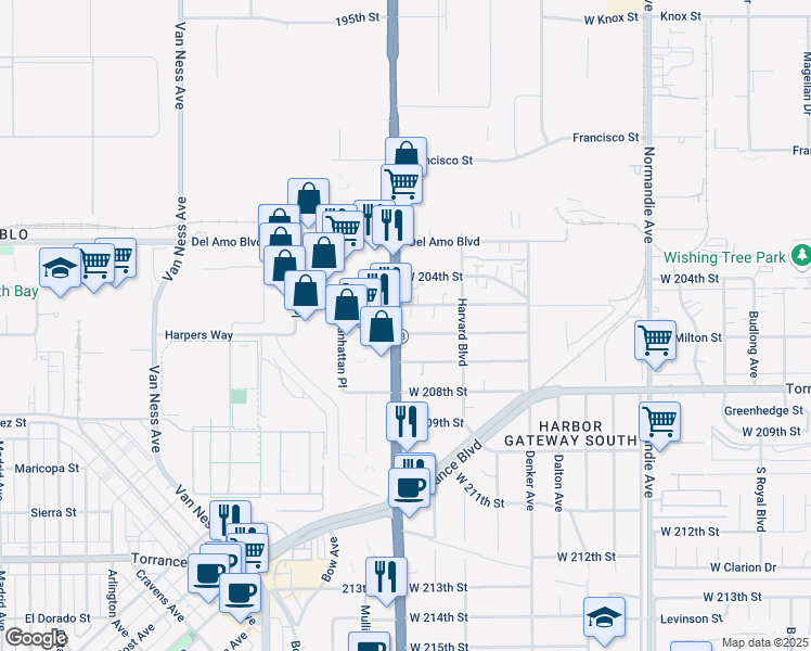 map of restaurants, bars, coffee shops, grocery stores, and more near in Los Angeles
