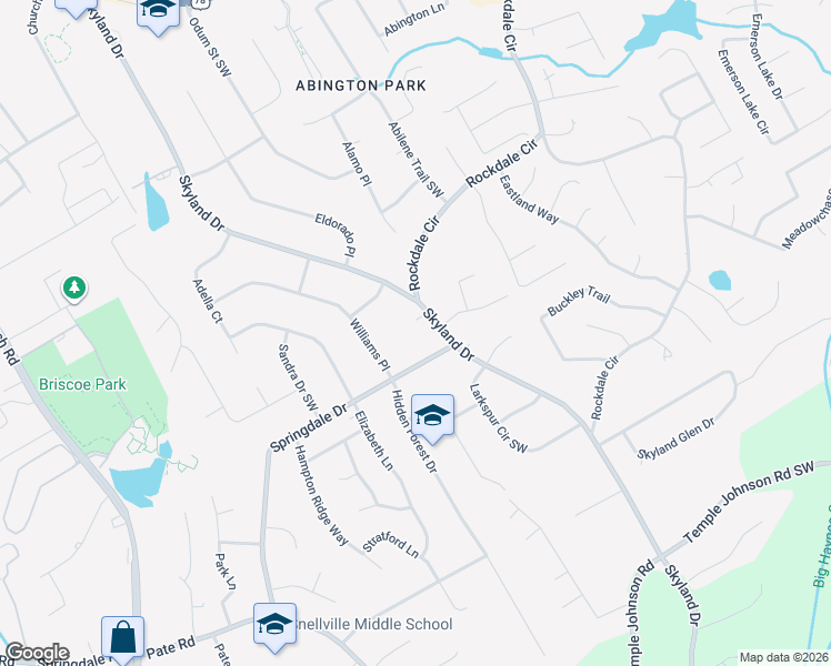 map of restaurants, bars, coffee shops, grocery stores, and more near 2177 Hartridge Drive in Snellville