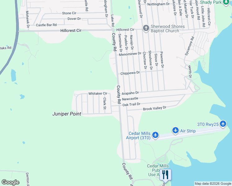 map of restaurants, bars, coffee shops, grocery stores, and more near 519 County Road in Gordonville