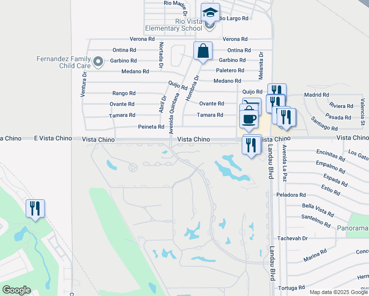 map of restaurants, bars, coffee shops, grocery stores, and more near 67553 North Portales Drive in Cathedral City