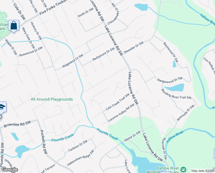 map of restaurants, bars, coffee shops, grocery stores, and more near 4037 Kellogg Drive Southwest in Lilburn