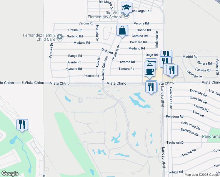 map of restaurants, bars, coffee shops, grocery stores, and more near 67553 North Portales Drive in Cathedral City