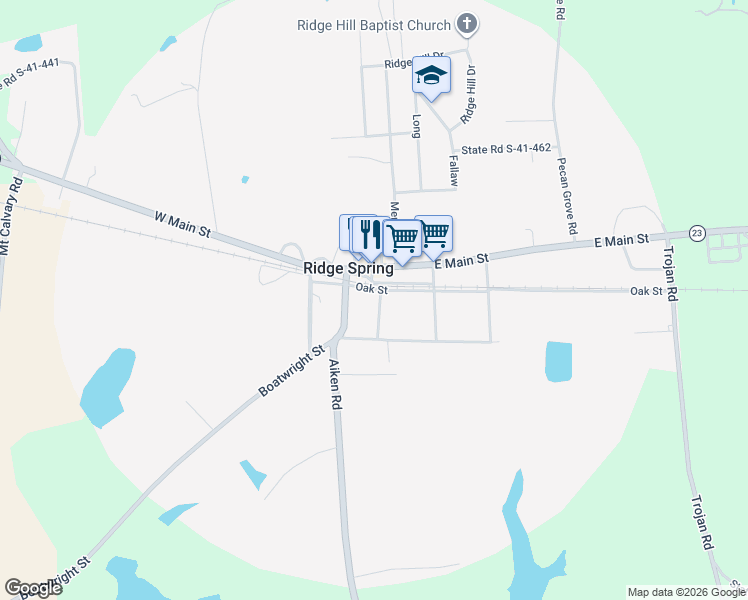 map of restaurants, bars, coffee shops, grocery stores, and more near 101 Price Lane in Ridge Spring