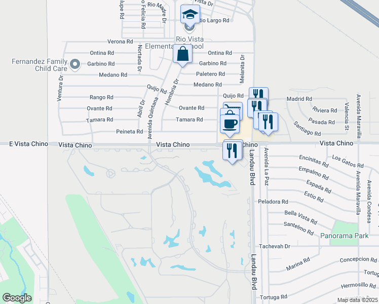 map of restaurants, bars, coffee shops, grocery stores, and more near 67825 North Portales Drive in Cathedral City