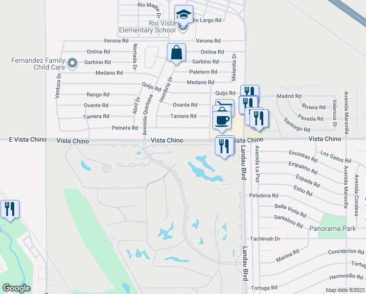 map of restaurants, bars, coffee shops, grocery stores, and more near 67619 North Portales Drive in Cathedral City