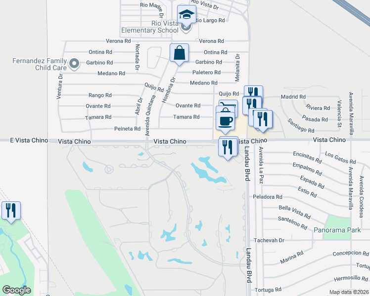 map of restaurants, bars, coffee shops, grocery stores, and more near 67701 North Portales Drive in Cathedral City