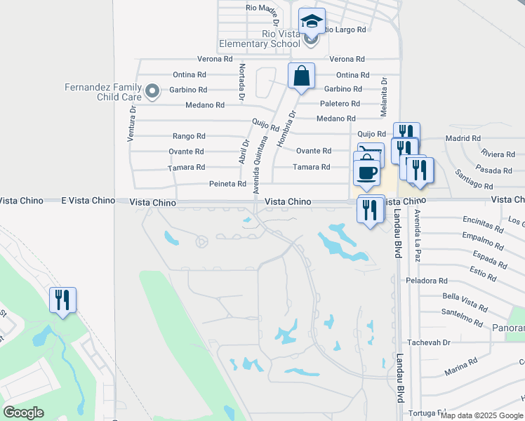 map of restaurants, bars, coffee shops, grocery stores, and more near 67523 North Portales Drive in Cathedral City
