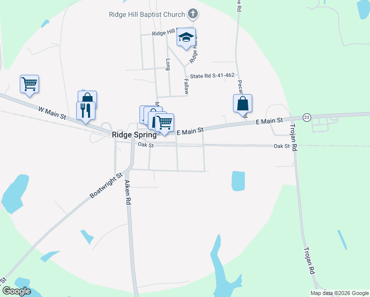 map of restaurants, bars, coffee shops, grocery stores, and more near 209 State Road S-41-109 in Ridge Spring