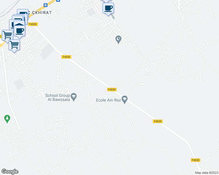 map of restaurants, bars, coffee shops, grocery stores, and more near P4030 in Skhirat