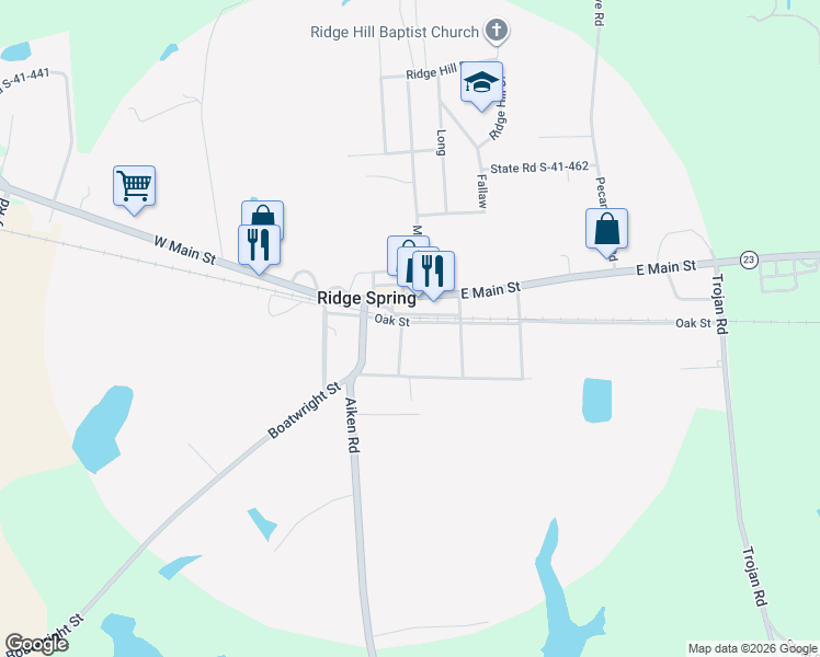 map of restaurants, bars, coffee shops, grocery stores, and more near 101 Price Lane in Ridge Spring