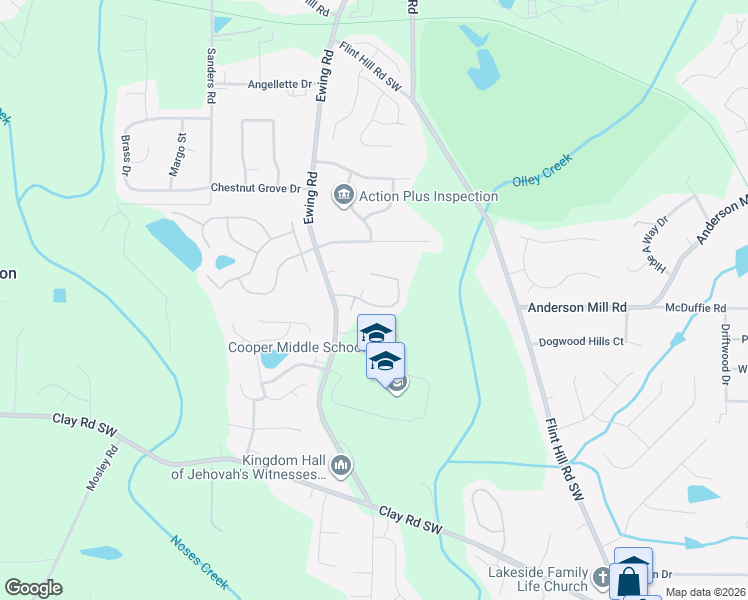 map of restaurants, bars, coffee shops, grocery stores, and more near 2754 Eloquent Lane Southwest in Austell