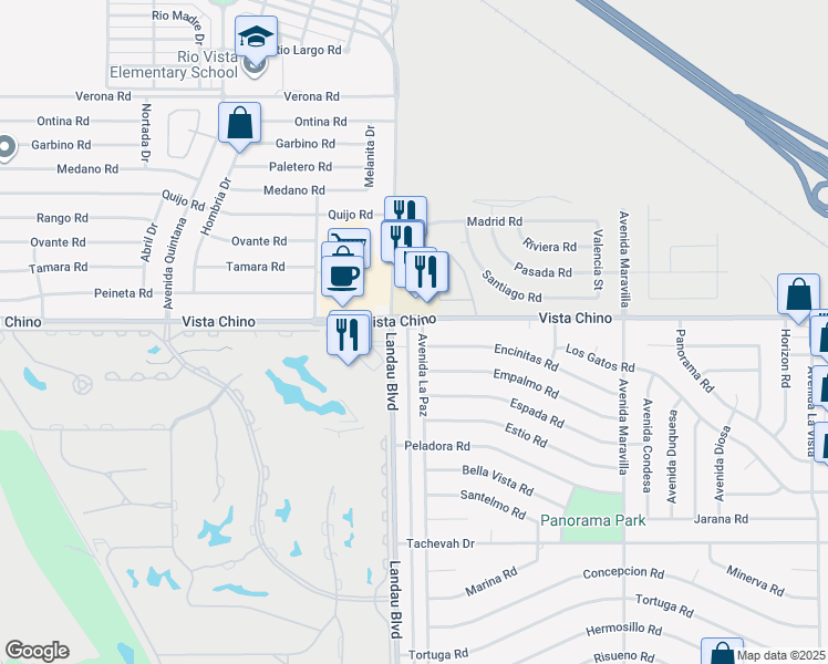 map of restaurants, bars, coffee shops, grocery stores, and more near 28045 Avenida La Paz in Cathedral City