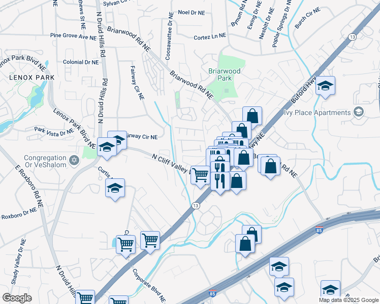 map of restaurants, bars, coffee shops, grocery stores, and more near 1327 Rosen Road in Brookhaven
