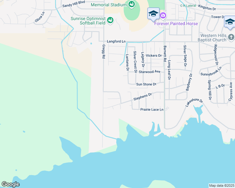 map of restaurants, bars, coffee shops, grocery stores, and more near 5619 Ross Creek Lane in Wichita Falls
