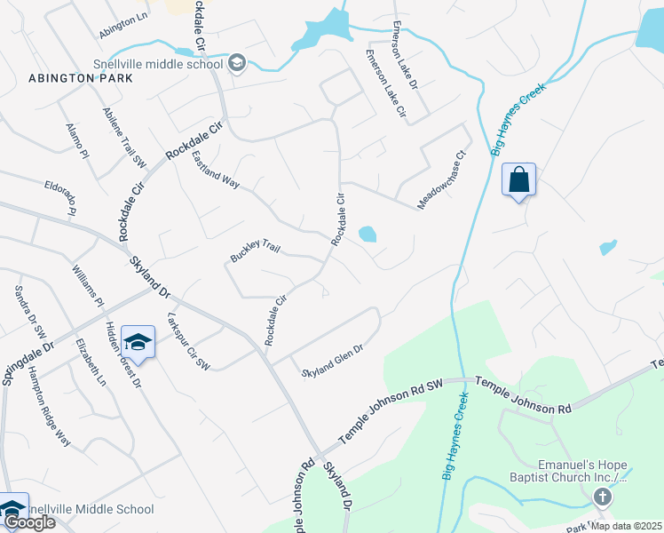 map of restaurants, bars, coffee shops, grocery stores, and more near 1984 Rockdale Circle in Snellville