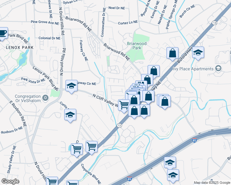 map of restaurants, bars, coffee shops, grocery stores, and more near 1327 Rosen Road in Brookhaven