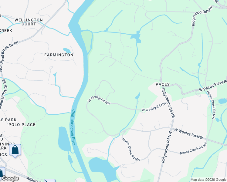 map of restaurants, bars, coffee shops, grocery stores, and more near 21 West Wesley Ridge in Atlanta