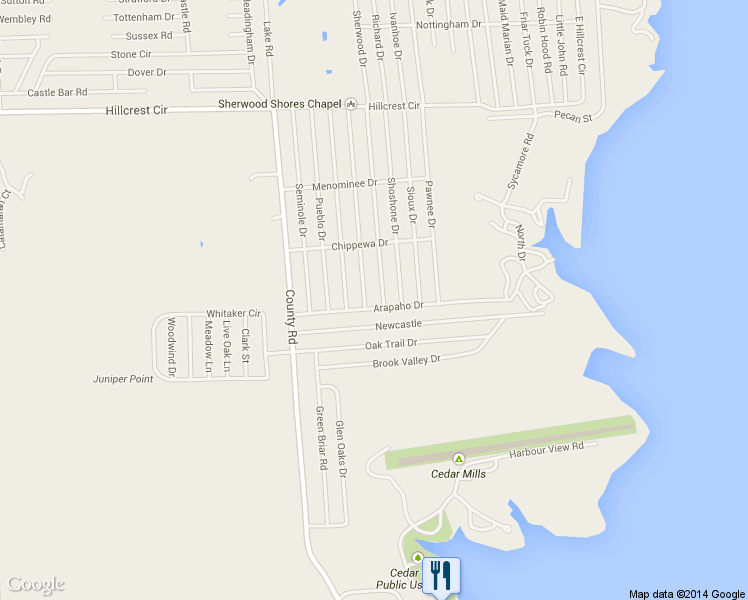 map of restaurants, bars, coffee shops, grocery stores, and more near 489 Choctaw Drive in Gordonville