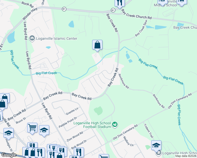 map of restaurants, bars, coffee shops, grocery stores, and more near 760 Tidal Marsh Walk in Loganville