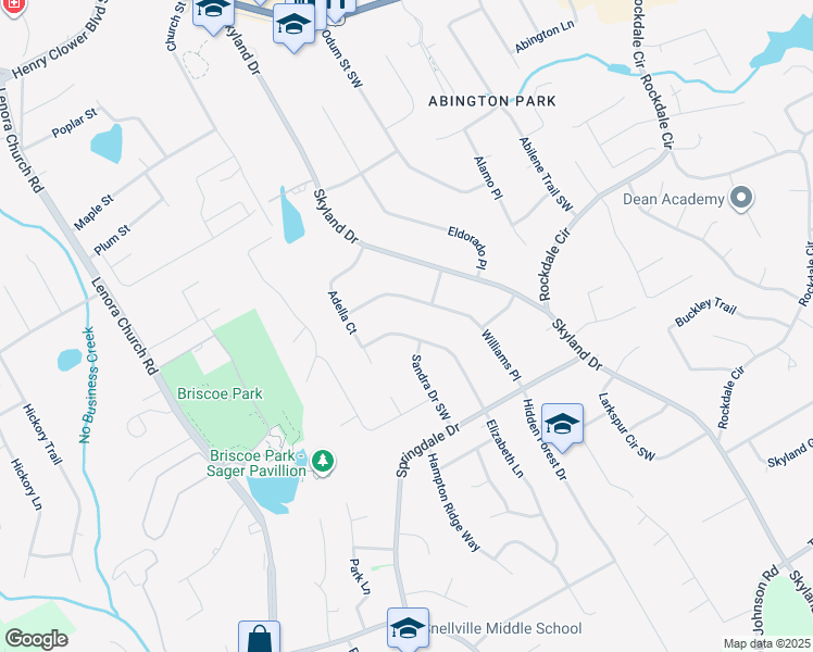 map of restaurants, bars, coffee shops, grocery stores, and more near 2876 Elizabeth Lane in Snellville