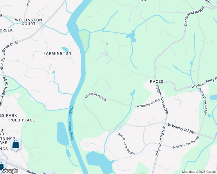 map of restaurants, bars, coffee shops, grocery stores, and more near 21 West Wesley Ridge in Atlanta