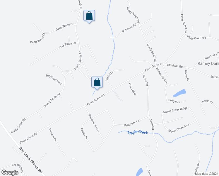 map of restaurants, bars, coffee shops, grocery stores, and more near 2291 Piney Grove Road in Loganville